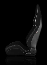 Braum Racing Viper-X Series Sport Seats (Pair) - Black Jacquard w/ White Piping                                     - BRR3-BFWP3 - Image 3
