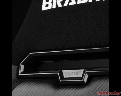 Braum Racing Viper-X Series Sport Seats (Pair) - Black Jacquard w/ White Piping - BRR3-BFWP3