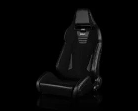 Braum Racing Viper-X Series Sport Seats (Pair) - Black Polo|Black Leatherette w/ Grey Stitching