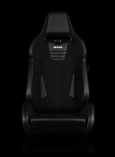 Braum Racing Viper-X Series Sport Seats (Pair) - Black Polo|Black Leatherette w/ Grey Stitching                                     - BRR3-BKBS3 - Image 2