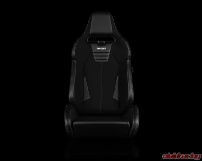 Braum Racing Viper-X Series Sport Seats (Pair) - Black Polo|Black Leatherette w/ Grey Stitching - BRR3-BKBS3