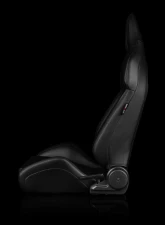 Braum Racing Viper-X Series Sport Seats (Pair) - Black Polo|Black Leatherette w/ Grey Stitching                                     - BRR3-BKBS3 - Image 3