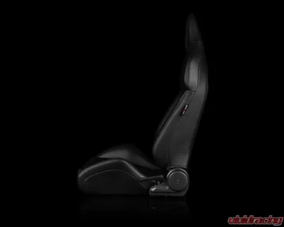 Braum Racing Viper-X Series Sport Seats (Pair) - Black Polo|Black Leatherette w/ Grey Stitching - BRR3-BKBS3