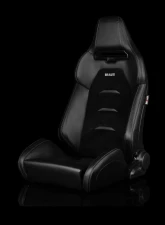 Braum Racing Viper-X Series Sport Seats (Pair) - Black Leatherette w/ Black Suede Inserts                                     - BRR3-BKGS3 - Image 6