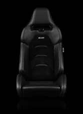 Braum Racing Viper-X Series Sport Seats (Pair) - Black Leatherette w/ Black Suede Inserts                                     - BRR3-BKGS3 - Image 2