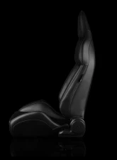 Braum Racing Viper-X Series Sport Seats (Pair) - Black Leatherette w/ Black Suede Inserts                                     - BRR3-BKGS3 - Image 3
