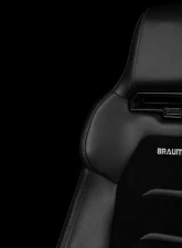 Braum Racing Viper-X Series Sport Seats (Pair) - Black Leatherette w/ Black Suede Inserts                                     - BRR3-BKGS3 - Image 5