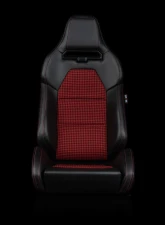 Braum Racing Viper-X Series Sport Seats (Pair) - Black Leatherette|Red Houndstooth                                     - BRR3-BKRH3 - Image 2