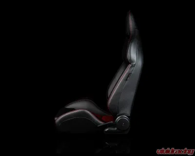 Braum Racing Viper-X Series Sport Seats (Pair) - Black Leatherette|Red Houndstooth - BRR3-BKRH3