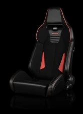 Braum Racing Viper-X Series Sport Seats (Pair) - Black Polo|Red Leatherette w/ Red Stitching                                     - BRR3-BKRS3 - Image 5