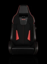 Braum Racing Viper-X Series Sport Seats (Pair) - Black Polo|Red Leatherette w/ Red Stitching                                     - BRR3-BKRS3 - Image 2