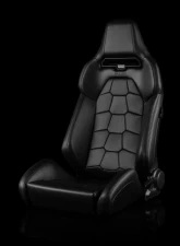 Braum Racing Viper-X Series Sport Seats (Pair) - Black Leatherette Snakeskin Edition                                     - BRR3-KMBK3 - Image 6