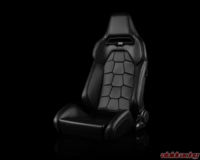 Braum Racing Viper-X Series Sport Seats (Pair) - Black Leatherette Snakeskin Edition - BRR3-KMBK3