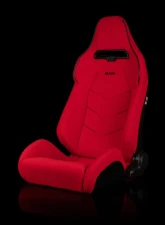 Braum Racing Viper-X Series Sport Seats (Pair) - Red Jacquard w/ Black Piping                                     - BRR3-RFBP3 - Image 6