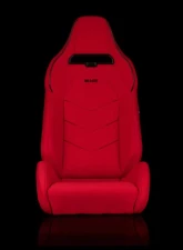 Braum Racing Viper-X Series Sport Seats (Pair) - Red Jacquard w/ Black Piping                                     - BRR3-RFBP3 - Image 2