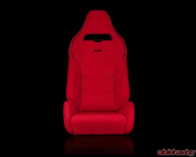 Braum Racing Viper-X Series Sport Seats (Pair) - Red Jacquard w/ Black Piping - BRR3-RFBP3