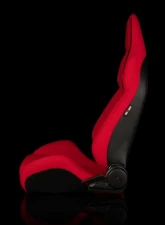 Braum Racing Viper-X Series Sport Seats (Pair) - Red Jacquard w/ Black Piping                                     - BRR3-RFBP3 - Image 3