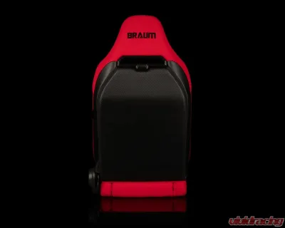 Braum Racing Viper-X Series Sport Seats (Pair) - Red Jacquard w/ Black Piping - BRR3-RFBP3