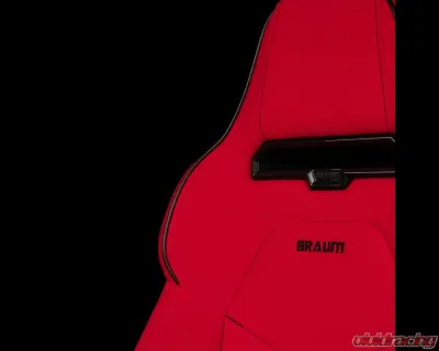 Braum Racing Viper-X Series Sport Seats (Pair) - Red Jacquard w/ Black Piping - BRR3-RFBP3