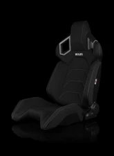Braum Racing Alpha X Series Sport Seats (Pair) - Black Polo Fabric w/ Grey Stitching                                     - BRR5-BFGS - Image 5