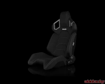 Braum Racing Alpha X Series Sport Seats (Pair) - Black Polo Fabric w/ Grey Stitching - BRR5-BFGS