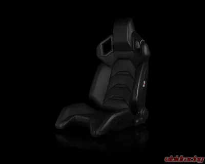 Braum Racing Alpha X Series Sport Seats (Pair) - Black Leatherette w/ Carbon Insert - BRR5-BKBK