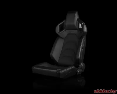 Braum Racing Alpha X Series Sport Seats (Pair) - Black Leatherette - Low Base Version - BRR5-BKBS