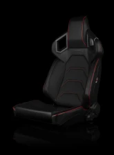 Braum Racing Alpha X Series Sport Seats (Pair) - Black Leatherette w/ Red Stitching - Low Base Version                                     - BRR5-BKRS - Image 5