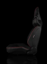 Braum Racing Alpha X Series Sport Seats (Pair) - Black Leatherette w/ Red Stitching - Low Base Version                                     - BRR5-BKRS - Image 3