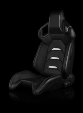 Braum Racing Alpha X Series Sport Seats (Pair) - Black Leatherette w/ White Insert                                     - BRR5-BKWW - Image 5