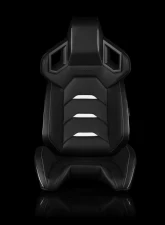 Braum Racing Alpha X Series Sport Seats (Pair) - Black Leatherette w/ White Insert                                     - BRR5-BKWW - Image 2