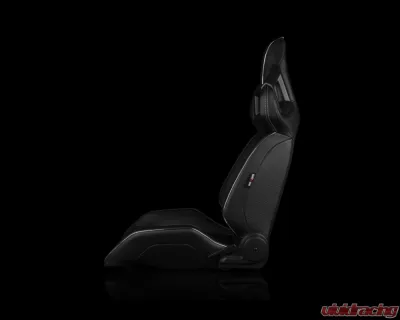 Braum Racing Alpha X Series Sport Seats (Pair) - Black Leatherette w/ White Insert - BRR5-BKWW