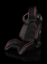 Braum Racing Alpha X Series Sport Seats (Pair) - Black Leatherette|Hexagon Pattern w/ Red Piping                                     - BRR5-BREM - Image 4