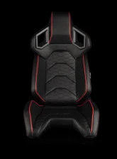 Braum Racing Alpha X Series Sport Seats (Pair) - Black Leatherette|Hexagon Pattern w/ Red Piping                                     - BRR5-BREM - Image 2