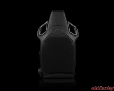 Braum Racing Alpha X Series Sport Seats (Pair) - Black Leatherette|Hexagon Pattern w/ Red Piping - BRR5-BREM