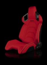 Braum Racing Alpha X Series Sport Seats (Pair) - Red Polo Fabric w/ Black Stitching                                     - BRR5-RFBS - Image 5