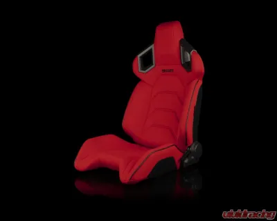 Braum Racing Alpha X Series Sport Seats (Pair) - Red Polo Fabric w/ Black Stitching - BRR5-RFBS