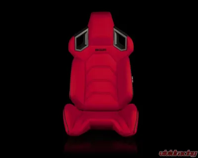 Braum Racing Alpha X Series Sport Seats (Pair) - Red Polo Fabric w/ Black Stitching - BRR5-RFBS