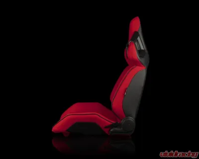 Braum Racing Alpha X Series Sport Seats (Pair) - Red Polo Fabric w/ Black Stitching - BRR5-RFBS
