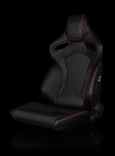 Braum Racing Orue Series Sport Seats (Pair) - Black Diamond Leatherette w/ Red Trim                                     - BRR6-BDRS - Image 4