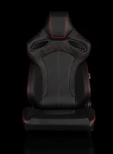 Braum Racing Orue Series Sport Seats (Pair) - Black Diamond Leatherette w/ Red Trim                                     - BRR6-BDRS - Image 2