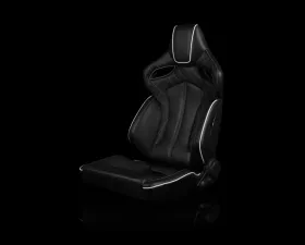 Braum Racing Orue Series Sport Seats (Pair) - Black Diamond Leatherette w/ White Trim