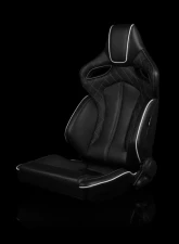 Braum Racing Orue Series Sport Seats (Pair) - Black Diamond Leatherette w/ White Trim                                     - BRR6-BDWS - Image 5
