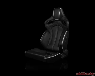 Braum Racing Orue Series Sport Seats (Pair) - Black Diamond Leatherette w/ White Trim - BRR6-BDWS