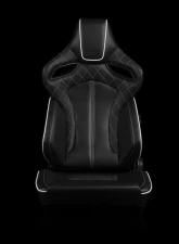 Braum Racing Orue Series Sport Seats (Pair) - Black Diamond Leatherette w/ White Trim                                     - BRR6-BDWS - Image 2