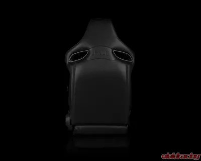 Braum Racing Orue Series Sport Seats (Pair) - Black Diamond Leatherette w/ White Trim - BRR6-BDWS