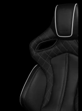 Braum Racing Orue Series Sport Seats (Pair) - Black Diamond Leatherette w/ White Trim                                     - BRR6-BDWS - Image 4