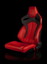 Braum Racing Orue Series Sport Seats (Pair) - Red Diamond Leatherette w/ Black Trim                                     - BRR6-RDBS - Image 5
