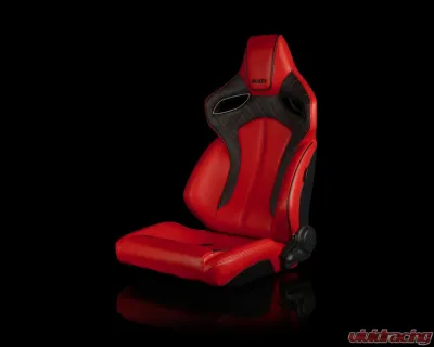 Braum Racing Orue Series Sport Seats (Pair) - Red Diamond Leatherette w/ Black Trim - BRR6-RDBS