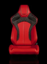 Braum Racing Orue Series Sport Seats (Pair) - Red Diamond Leatherette w/ Black Trim                                     - BRR6-RDBS - Image 2
